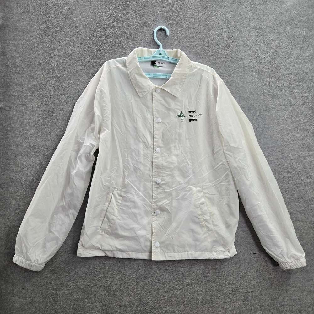 LRG Men Jacket L White Tree Logo‎ Coach Button Long Sleeve Y2K